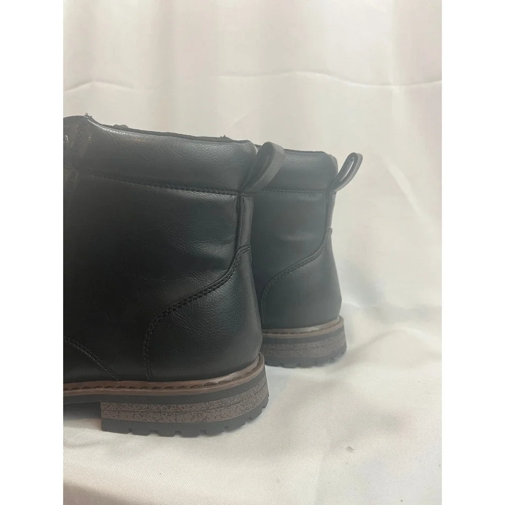 Goodfellow & Co Mens Black Lace Up Combat Boots Faux Leather‎ Lug Sole Size 10